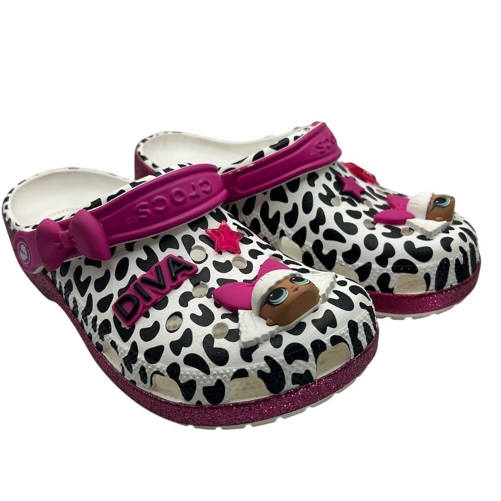Crocs Classic Clog Girls  Big Kids 6 LOL Surprise Diva Animal Print Glitter Girl